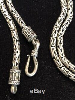 Estate Vintage Sterling Silver Chain Necklace Byzantine