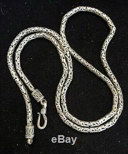 Estate Vintage Sterling Silver Chain Necklace Byzantine