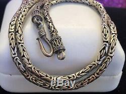 Estate Vintage Sterling Silver Chain Necklace Byzantine