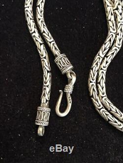 Estate Vintage Sterling Silver Chain Necklace Byzantine