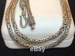 Estate Vintage Sterling Silver Chain Necklace Byzantine