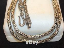 Estate Vintage Sterling Silver Chain Necklace Byzantine