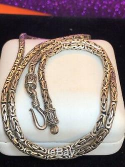 Estate Vintage Sterling Silver Chain Necklace Byzantine