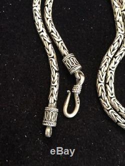 Estate Vintage Sterling Silver Chain Necklace Byzantine