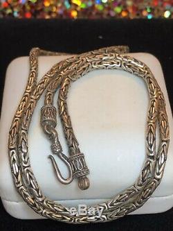 Estate Vintage Sterling Silver Chain Necklace Byzantine