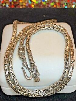 Estate Vintage Sterling Silver Chain Necklace Byzantine