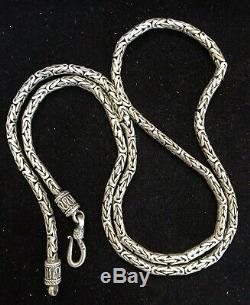 Estate Vintage Sterling Silver Chain Necklace Byzantine