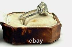 Estate Vintage Style Art Deco Ring 3 Ct Round Diamond 14k White Gold FN 925