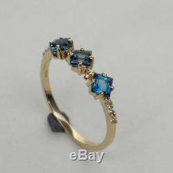 Estate & Vintage14K Yellow Gold Over London Blue Topaz with Diamond Promise Ring