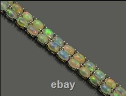 Ethiopian Opal 2 Layer Tennis Bracelet 925 Sterling Silver Gemstone Jewelry