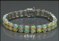 Ethiopian Opal 2 Layer Tennis Bracelet 925 Sterling Silver Gemstone Jewelry