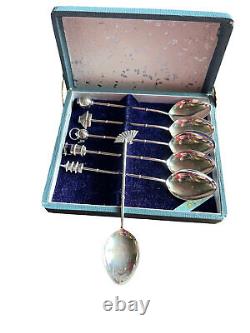Exquisite Set of 6 Vintage Japanese Sterling Silver Coffee Spoons