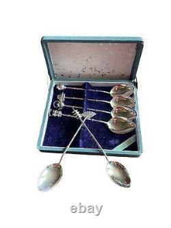 Exquisite Set of 6 Vintage Japanese Sterling Silver Coffee Spoons