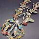 Exquisite Vintage Zuni Sterling Silver Multi Stone Inlay Hummingbird Necklace