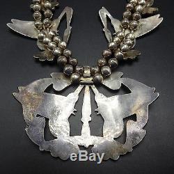 Exquisite Vintage ZUNI Sterling Silver MULTI STONE Inlay HUMMINGBIRD NECKLACE
