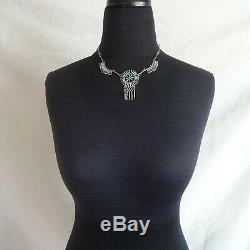Exquisite Vintage ZUNI Sterling Silver and Fine TURQUOISE Needlepoint NECKLACE