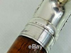 FINE ANTIQUE TIFFANY STERLING SILVER WALKING CANE STICK Hawaii Boston 1876