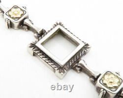 FLLI MENEGATTI 925 Silver & 18K GOLD Vintage Floral Chain Bracelet BT4932