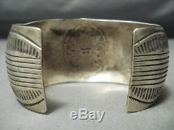 Fabulous Vintage Navajo Coral Sterling Silver Bracelet Old