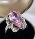 Faceted Marquise-cut Pink Quartztension Mount Vintage Sterling Silver Ring