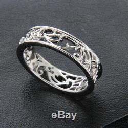 Filigree Real Diamond Wedding Band Unique Lace Vintage Ring 14K White Gold FN