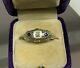 Filigree Vintage Art Deco Engagement Ring14k White Gold Over 0.12 Ct Diamond