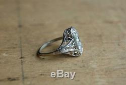 Filigree Vintage Art Deco Engagement Wedding Ring 2 Ct Diamond 14k White Gold Fn