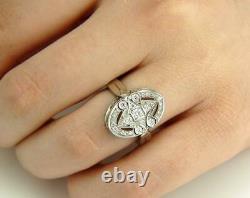 Fine Art Deco Vintage & Antique Wedding Ring 1.50 Ct Diamond 14k White Gold Over