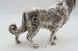 Fine Vintage Sterling Silver Miniature Figurine Of A Collie Dog Fully Hallmarked