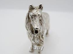 Fine Vintage Sterling Silver Miniature Figurine Of A Collie Dog Fully Hallmarked