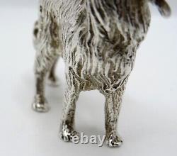 Fine Vintage Sterling Silver Miniature Figurine Of A Collie Dog Fully Hallmarked