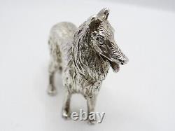 Fine Vintage Sterling Silver Miniature Figurine Of A Collie Dog Fully Hallmarked