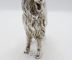 Fine Vintage Sterling Silver Miniature Figurine Of A Collie Dog Fully Hallmarked