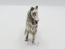 Fine Vintage Sterling Silver Miniature Figurine Of A Collie Dog Fully Hallmarked