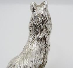 Fine Vintage Sterling Silver Miniature Figurine Of A Collie Dog Fully Hallmarked