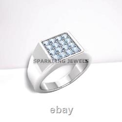 Flawless Blue Topaz Round Cut With 925 Sterling Silver Ring For Men #193