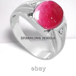 Flawless Ruby Cushion Cut With 925 Sterling Silver Ring For Men's #B158