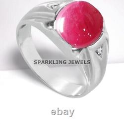 Flawless Ruby Cushion Cut With 925 Sterling Silver Ring For Men's #B158