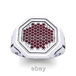 Garnet Round Cut Gemstone With 925 Sterling Silver Ring For Men #D103