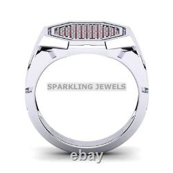 Garnet Round Cut Gemstone With 925 Sterling Silver Ring For Men #D103