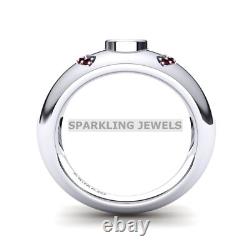 Garnet Round Cut Gemstone With 925 Sterling Silver Ring For Men #D114