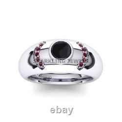 Garnet Round Cut Gemstone With 925 Sterling Silver Ring For Men #D114