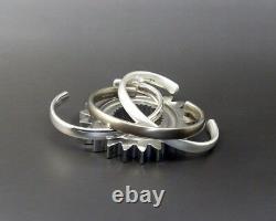 Gents Mens Vintage Matte Look Solid 925 Sterling Silver Torque Bangle Bracelet