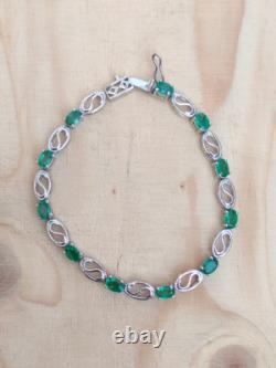 Genuine Emerald Bracelet 925 Sterling Silver Vintage Bracelet Handmade Bracelet