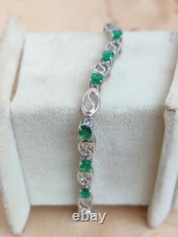 Genuine Emerald Bracelet 925 Sterling Silver Vintage Bracelet Handmade Bracelet