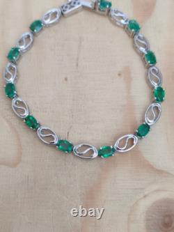 Genuine Emerald Bracelet 925 Sterling Silver Vintage Bracelet Handmade Bracelet