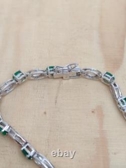 Genuine Emerald Bracelet 925 Sterling Silver Vintage Bracelet Handmade Bracelet