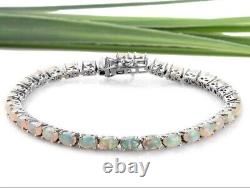 Genuine Ethiopian Fire Opal Tennis Bracelet 925 Sterling Silver Gemstone Jewelry