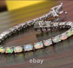 Genuine Ethiopian Fire Opal Tennis Bracelet 925 Sterling Silver Gemstone Jewelry