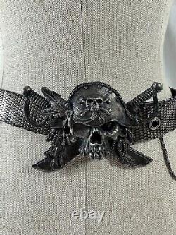 Genuine vintage UGO CACCIATORI sterling Skull Pirate belt unisex